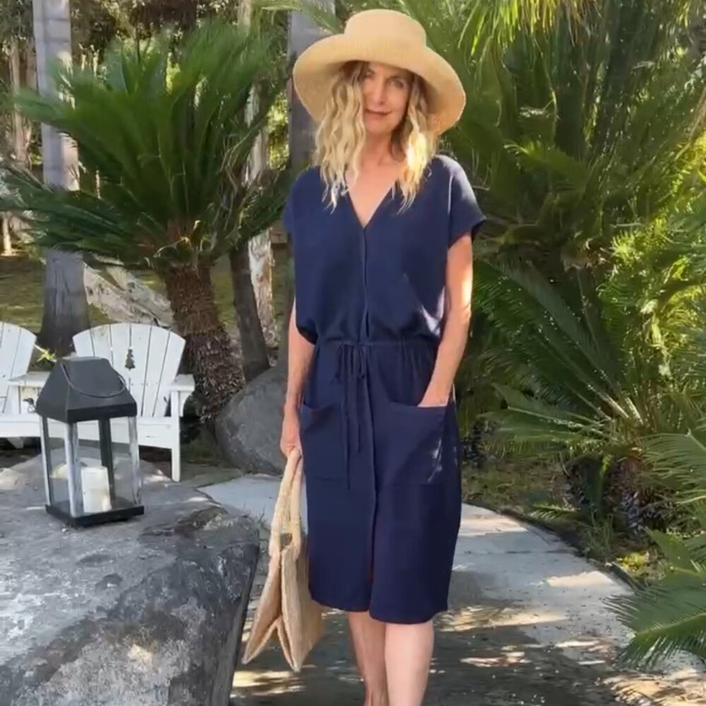 OYON Studio Navy Blue Caftan XS / S NWT